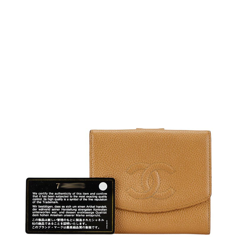 Chanel Caviar Skin Bifold Wallet Beige