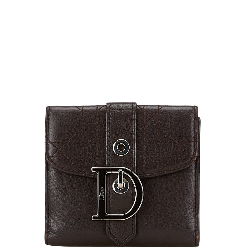 Dior Leather Cannage Stitch Bifold Wallet Brown