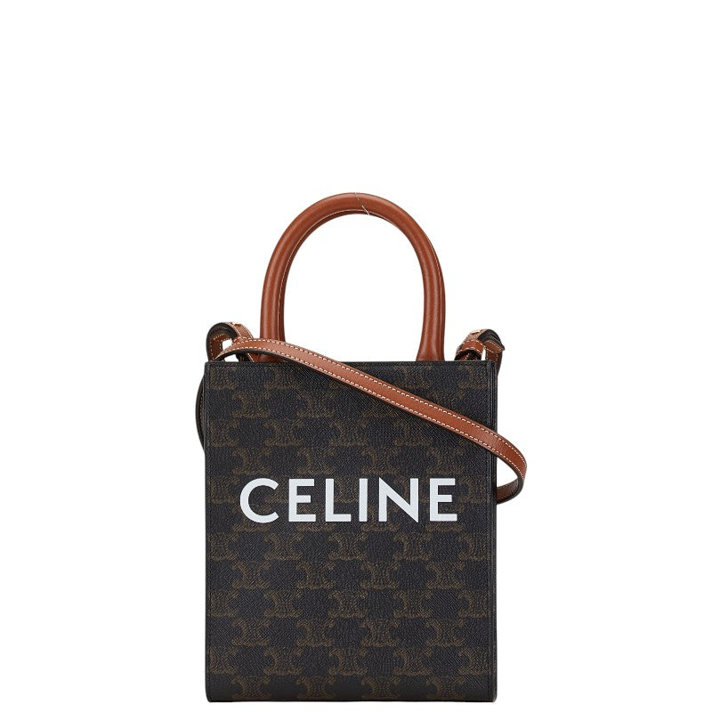 Celine Triomphe Mini Vertical Handbag Brown PVC Leather