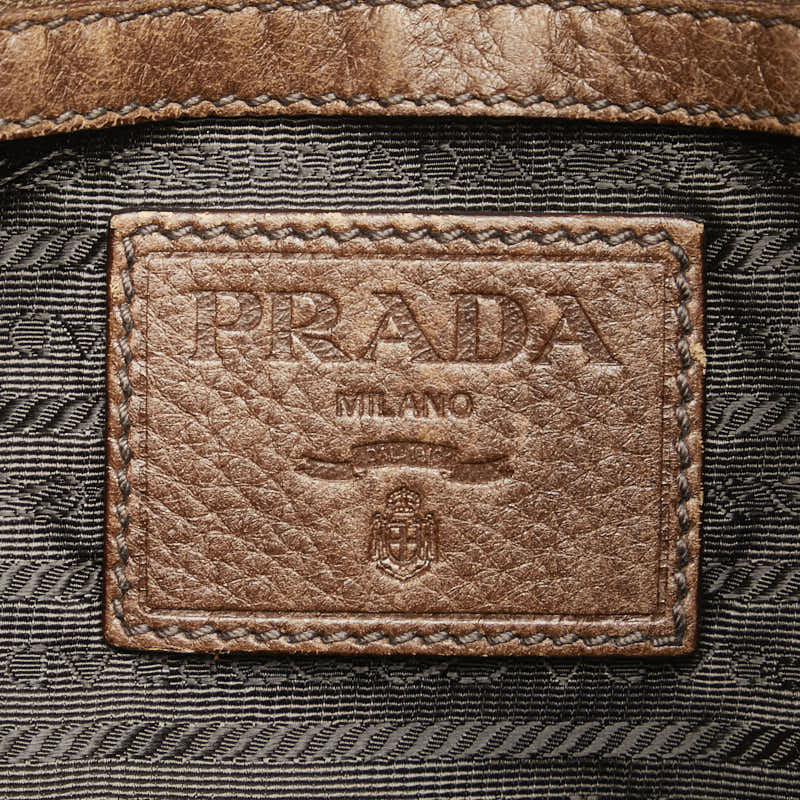 Prada Jacquard Logo Canvas Leather Shoulder Bag