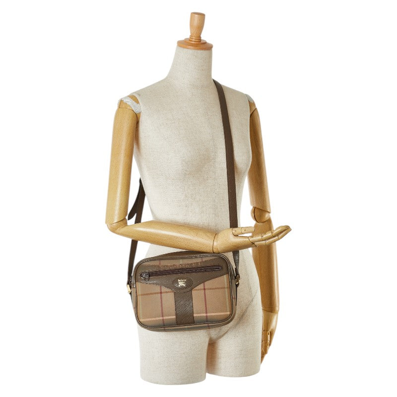 Burberry Canvas Leather Check Shoulder Bag