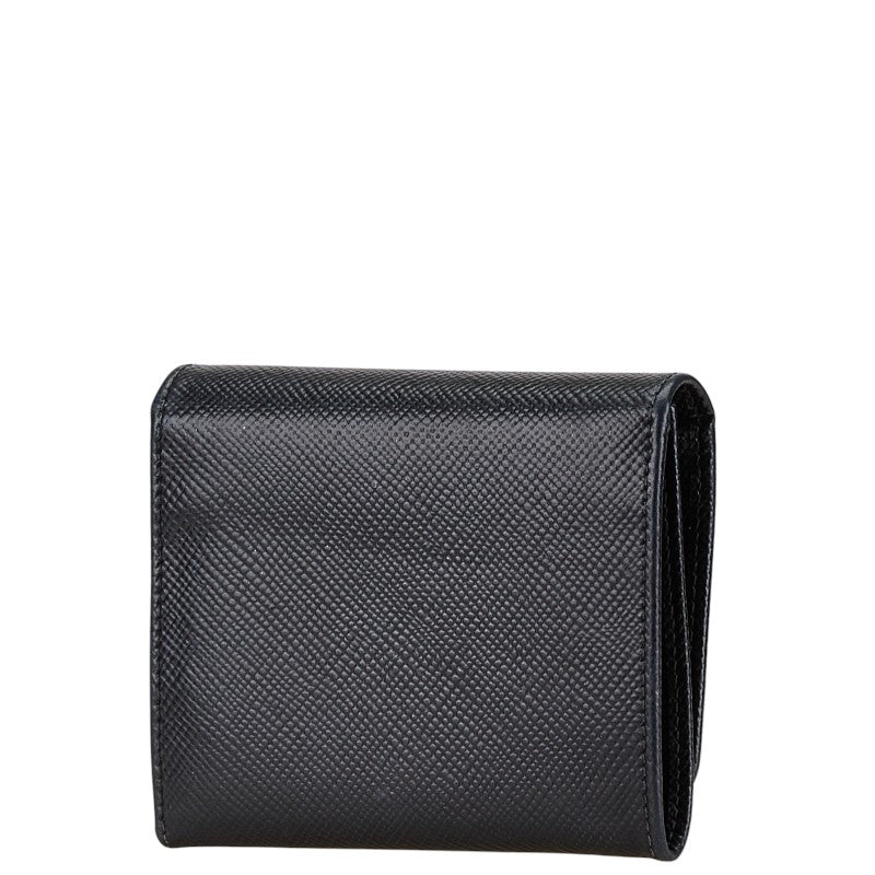 Prada Saffiano Logo Tri-fold Wallet Black