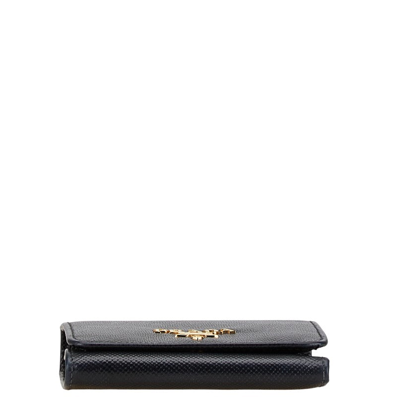 Prada Saffiano Logo Tri-fold Wallet Black