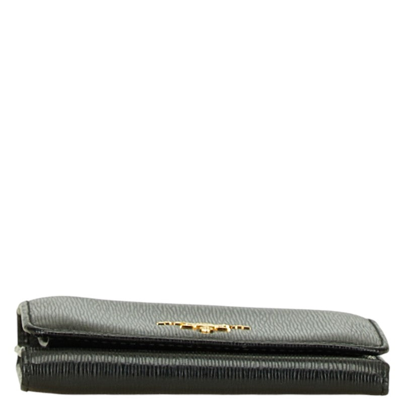 Prada Leather Logo Tri-Fold Wallet Black