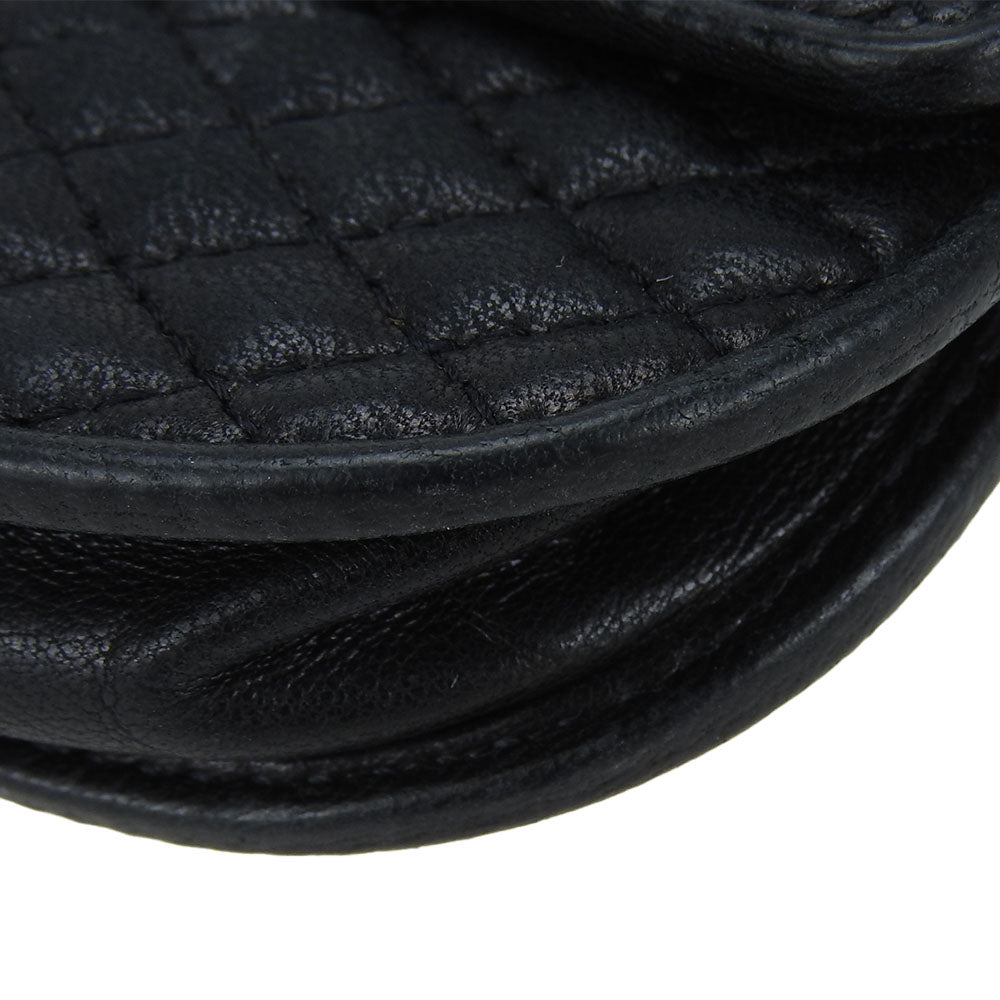 Bally Leather Coin Case Black Quilting