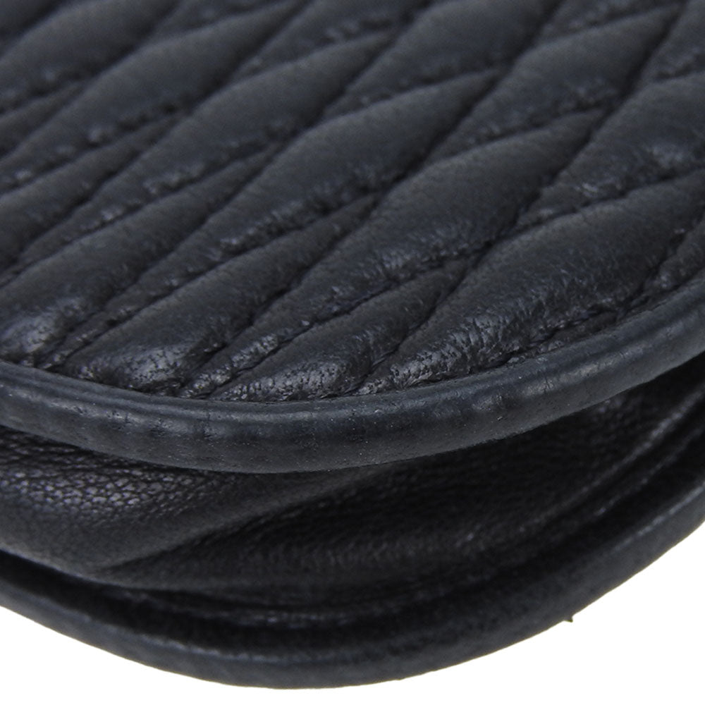 Bally Leather Coin Case Black Quilting