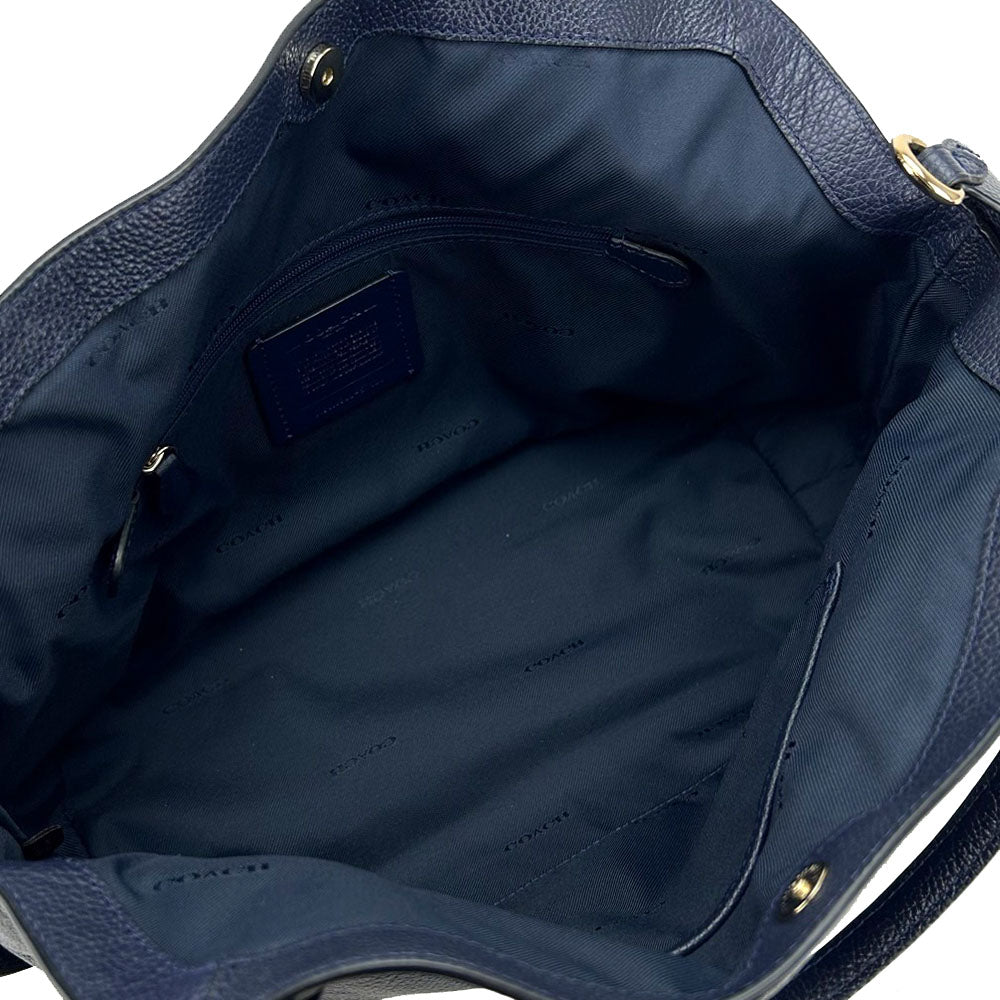 USED COACH Leather Tote Bag 57124 Navy