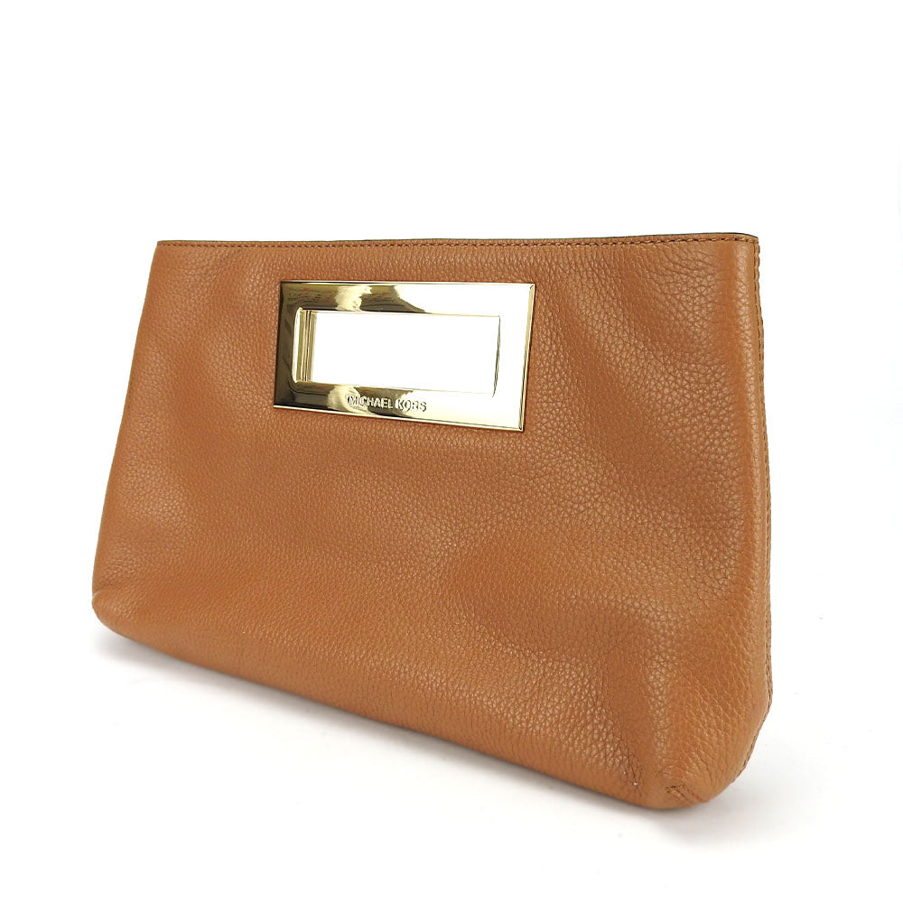 Michael Kors Leather Clutch Bag Camel