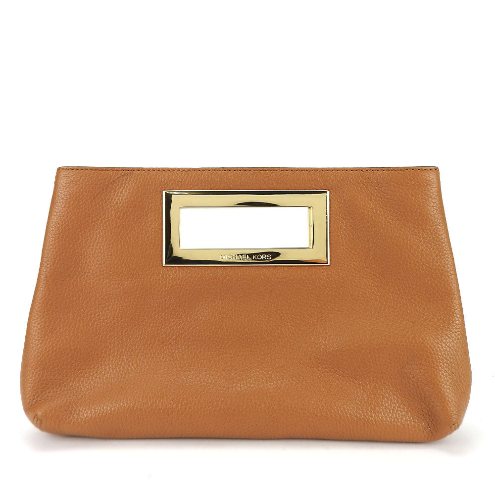 Michael Kors Leather Clutch Bag Camel