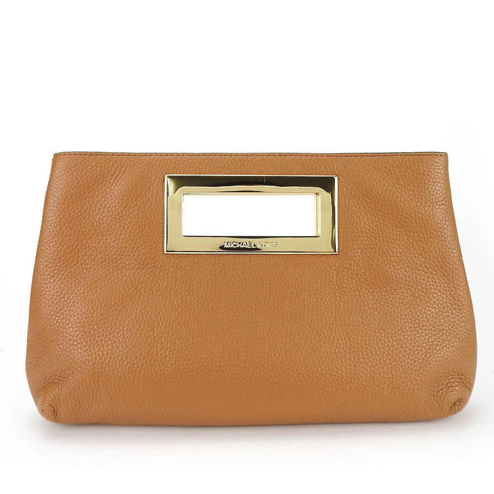 Michael Kors Leather Clutch Bag Camel