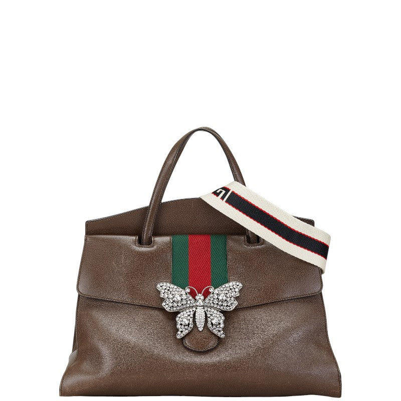 Gucci Leather Totem Butterfly Handbag 2WAY