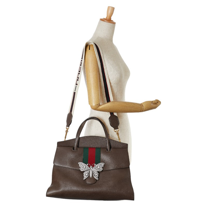 Gucci Leather Totem Butterfly Handbag 2WAY