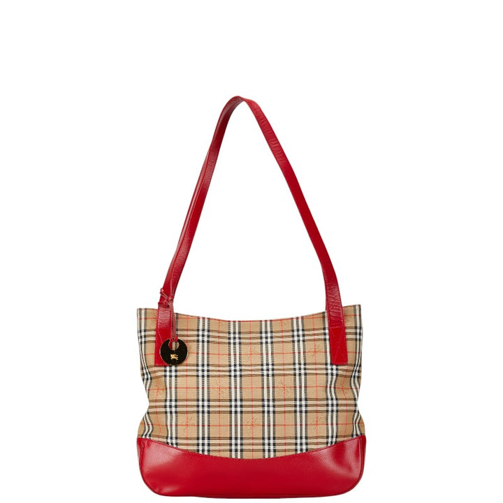 Burberry Nova Check Shadow Horse Canvas Leather Tote Bag