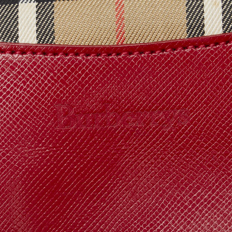 Burberry Nova Check Shadow Horse Canvas Leather Tote Bag