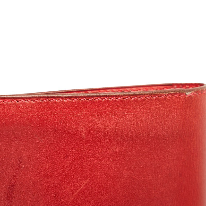 Hermes Red Box Calf Long Wallet in Very Good Condition