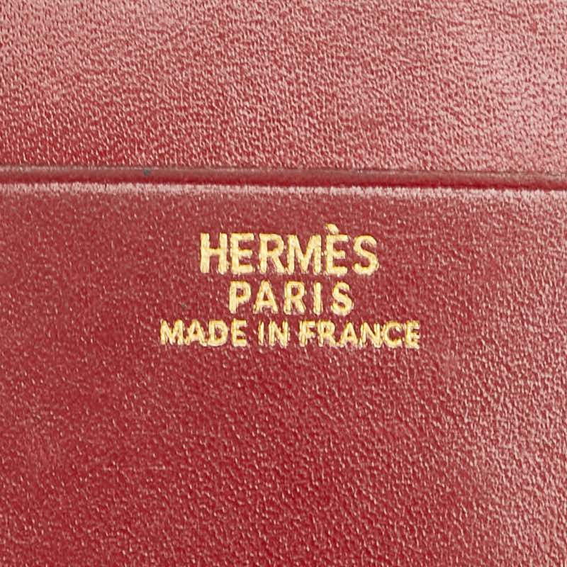 Hermes Red Box Calf Long Wallet in Very Good Condition