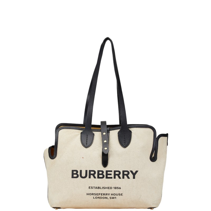 Burberry Canvas Leather Logo Tote Bag in Very Good Condition