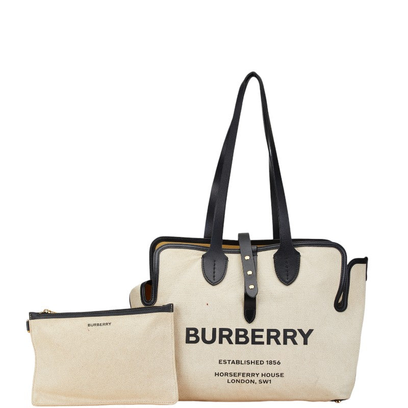 Burberry Canvas Leather Logo Tote Bag in Very Good Condition