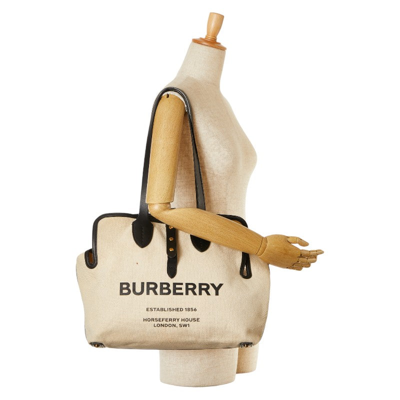 Burberry Canvas Leather Logo Tote Bag in Very Good Condition