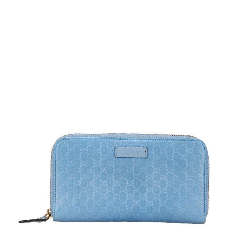 Gucci Shima Round Zip Wallet Light Blue PVC Leather