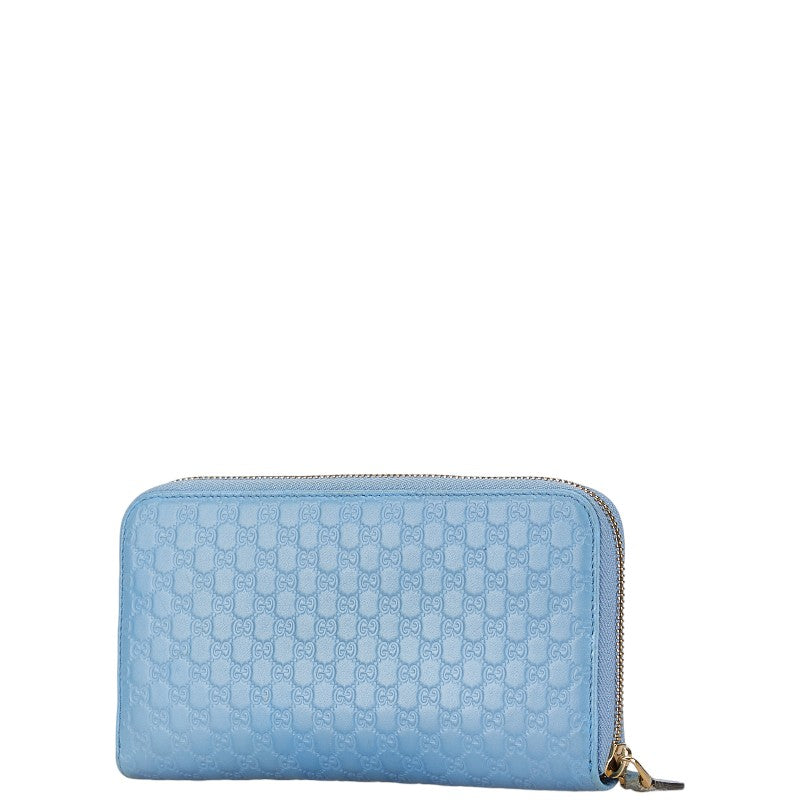 Gucci Shima Round Zip Wallet Light Blue PVC Leather