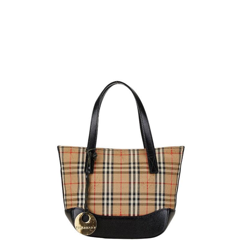 Burberry Nova Check Shadow Horse Canvas Leather Handbag