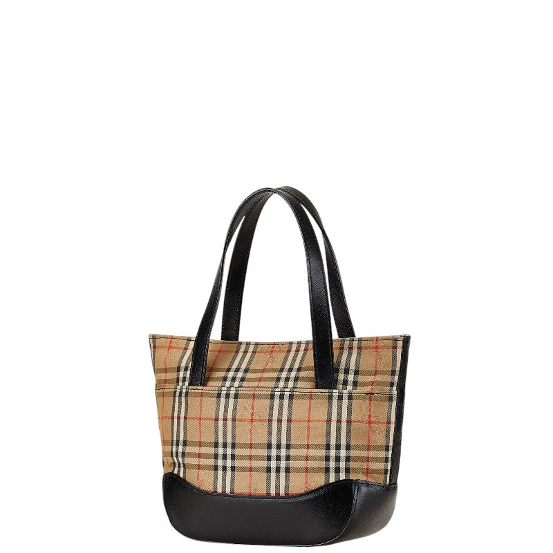 Burberry Nova Check Shadow Horse Canvas Leather Handbag in Very Good Condition