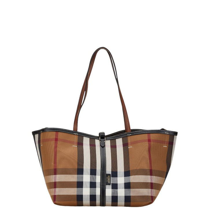 Burberry Nova Check Canvas Leather Tote Bag in Very Good Condition