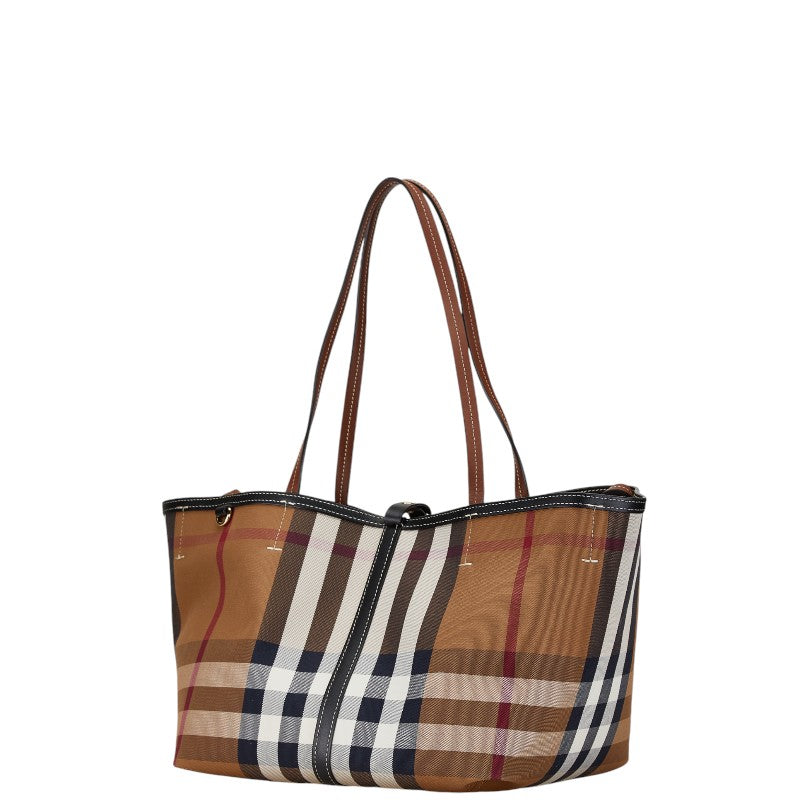 Burberry Nova Check Canvas Leather Tote Bag in Very Good Condition