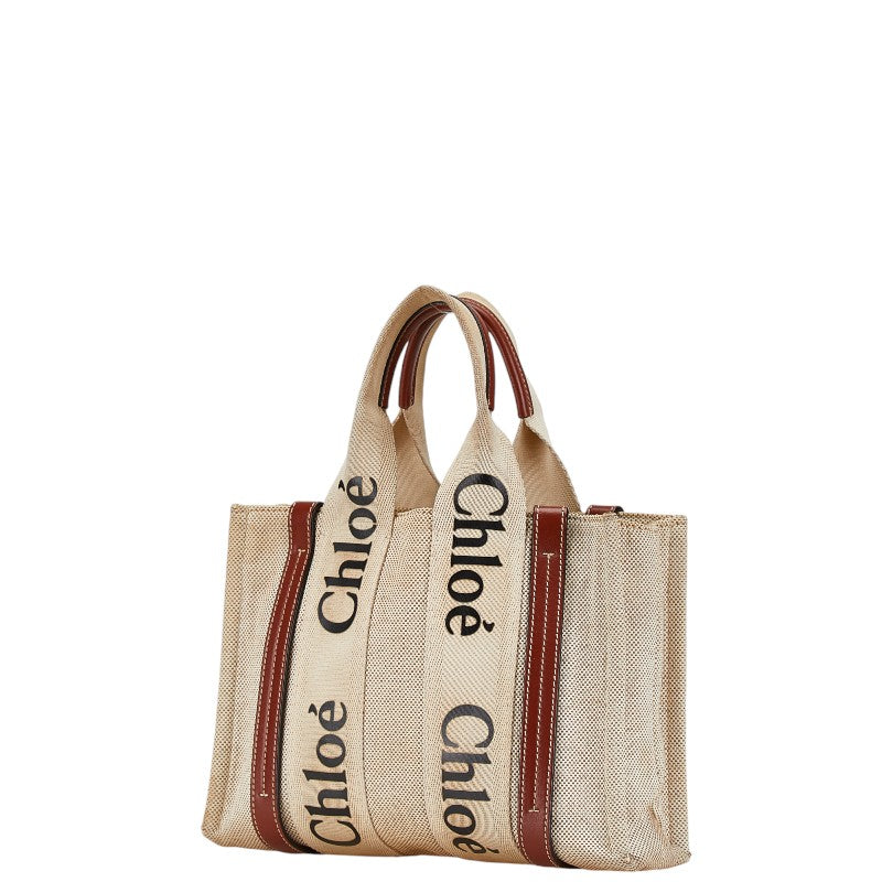 Chloe Woody Small Canvas Leather Handbag