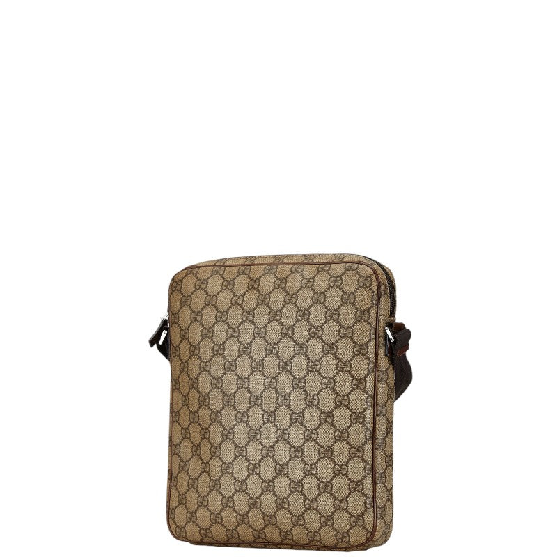 Gucci GG Supreme Shoulder Bag Beige Brown PVC Leather