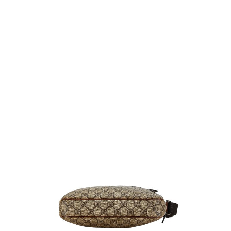 Gucci GG Supreme Shoulder Bag Beige Brown PVC Leather