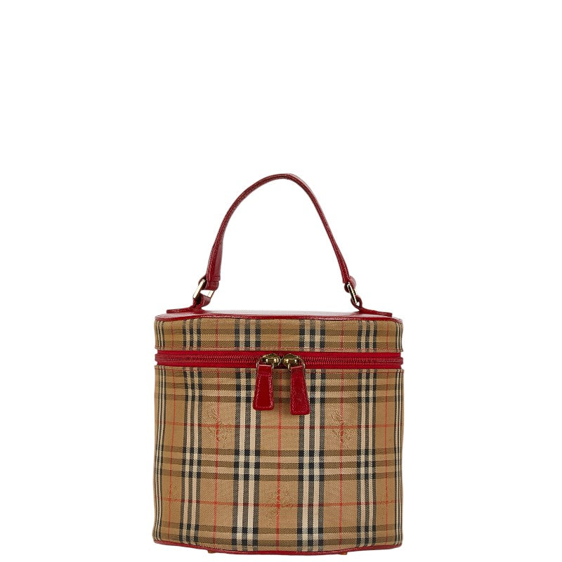 Burberry Nova Check Vanity Bag Canvas Leather in Very Good Condition