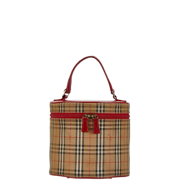 Burberry Nova Check Vanity Bag Canvas Leather in Very Good Condition