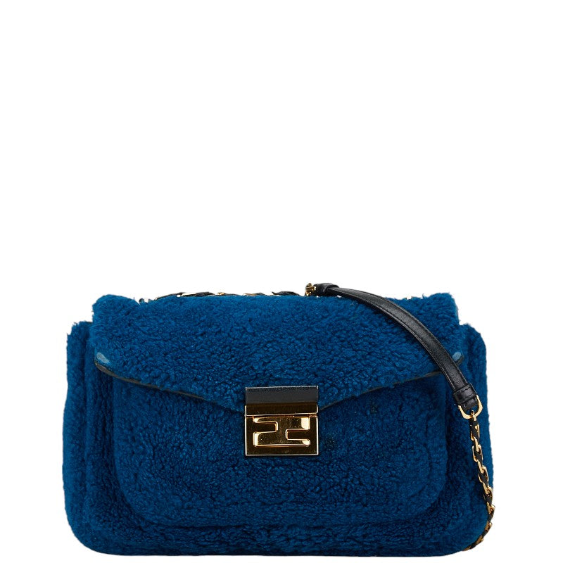 Fendi Shearling Leather Chain Shoulder Bag