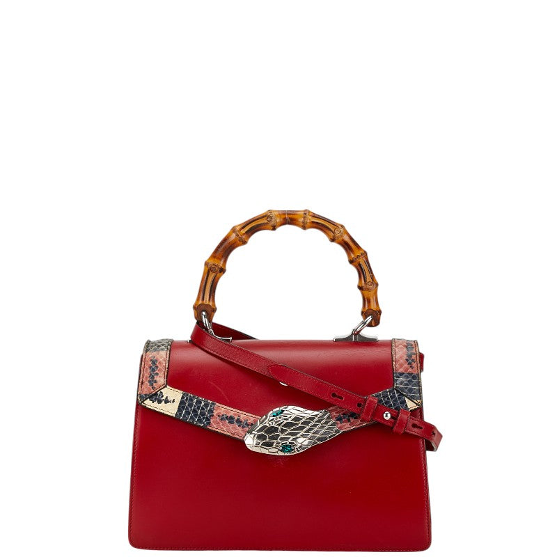 Gucci Bamboo Lilith Coral Snake Leather Handbag