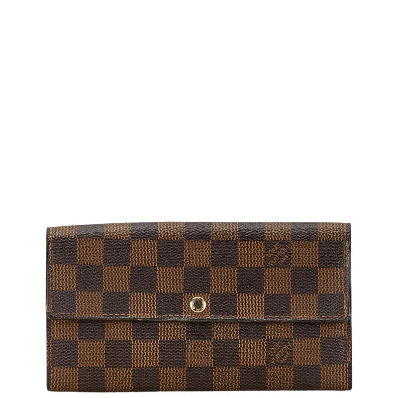 Louis Vuitton Damier Sarah Wallet Brown PVC Leather