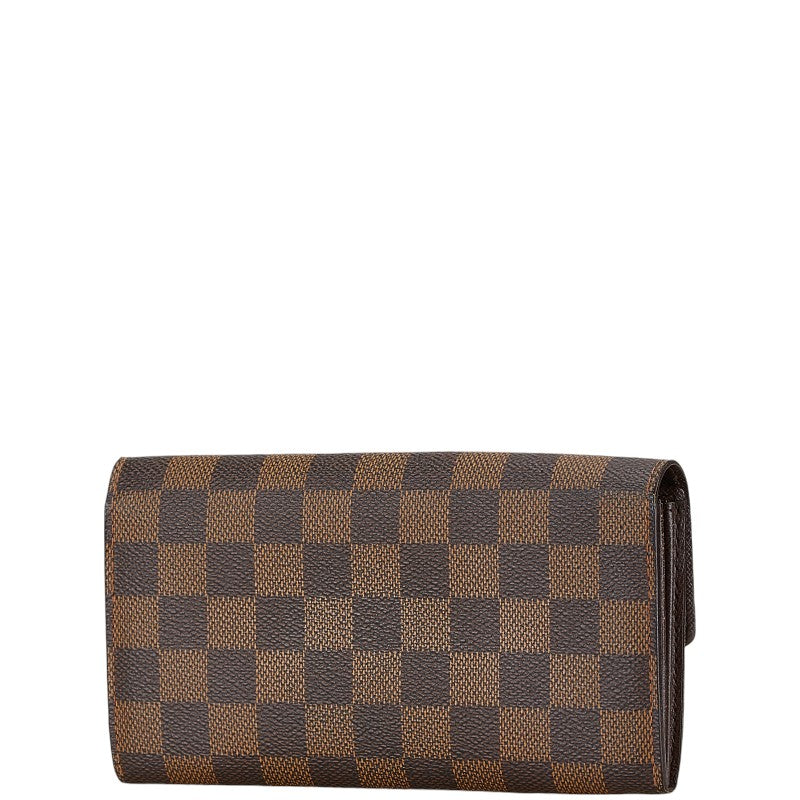 Louis Vuitton Damier Sarah Wallet Brown PVC Leather