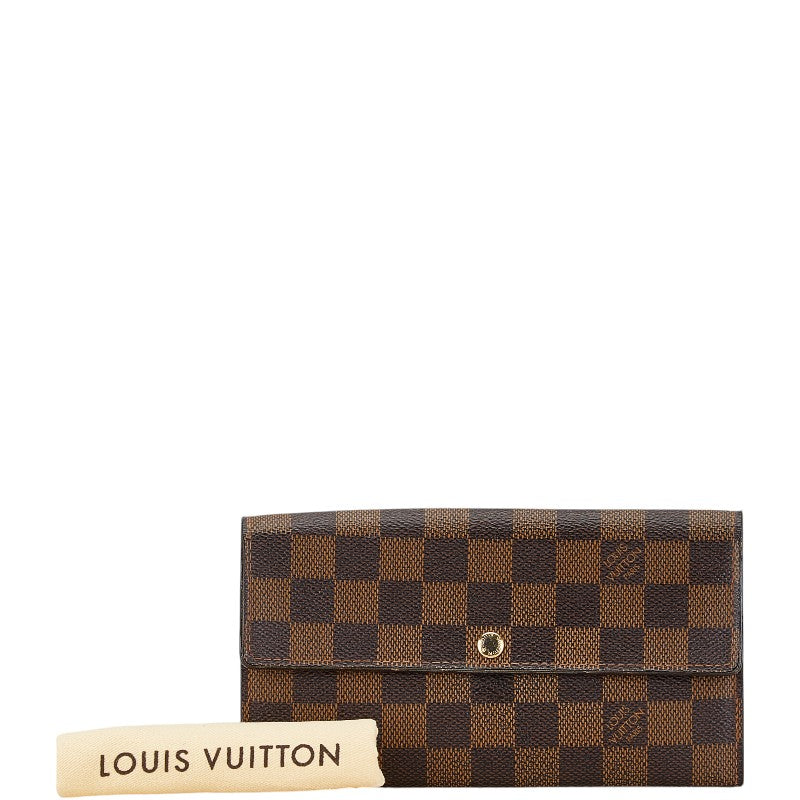 Louis Vuitton Damier Sarah Wallet Brown PVC Leather in Very Good Condition