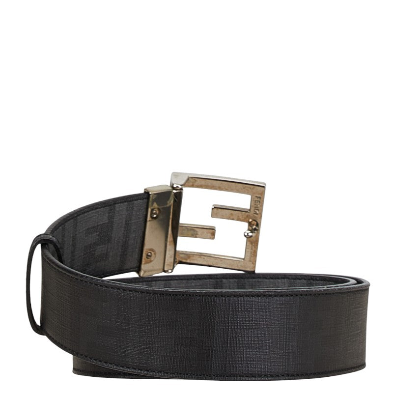 Fendi Leather Zucca Logo Buckle Belt