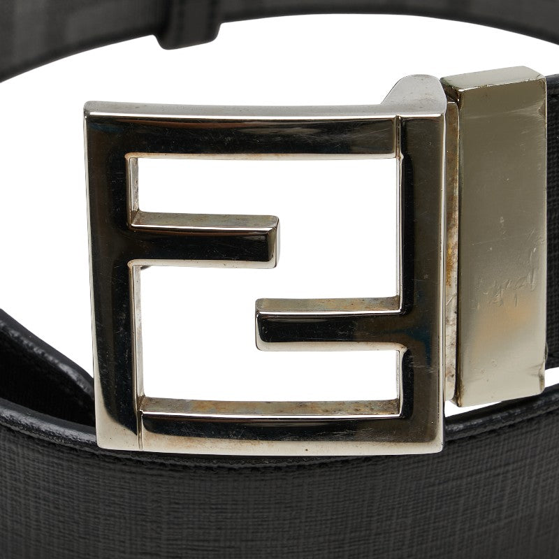 Fendi Leather Zucca Logo Buckle Belt