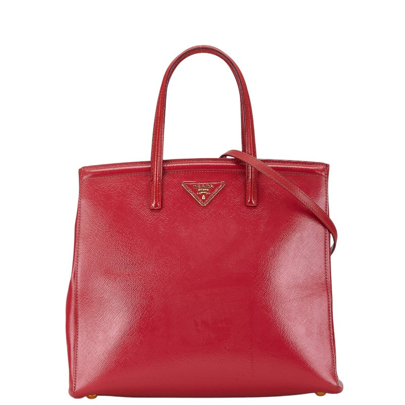 Prada Saffiano Leather 2WAY Handbag Red