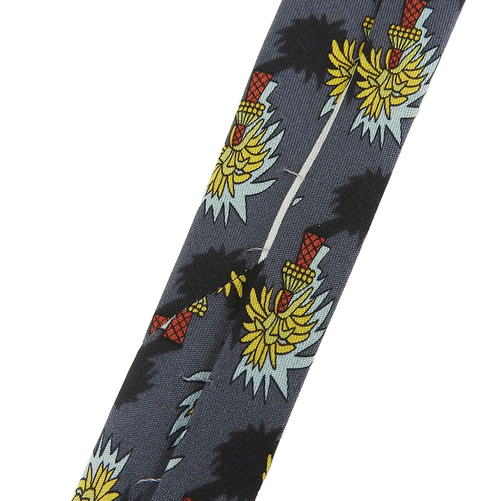 Hermes Silk Tie Gray Palm Pattern