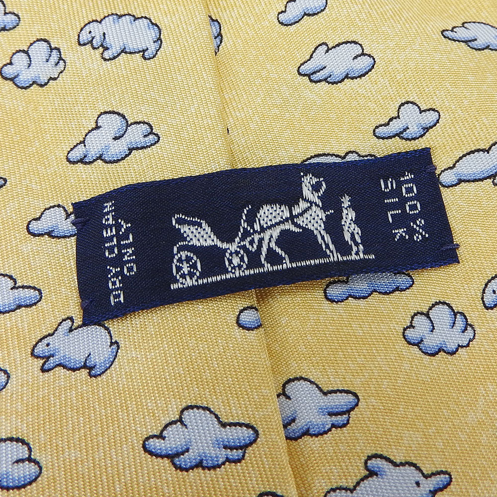 USED HERMES Silk Tie Yellow