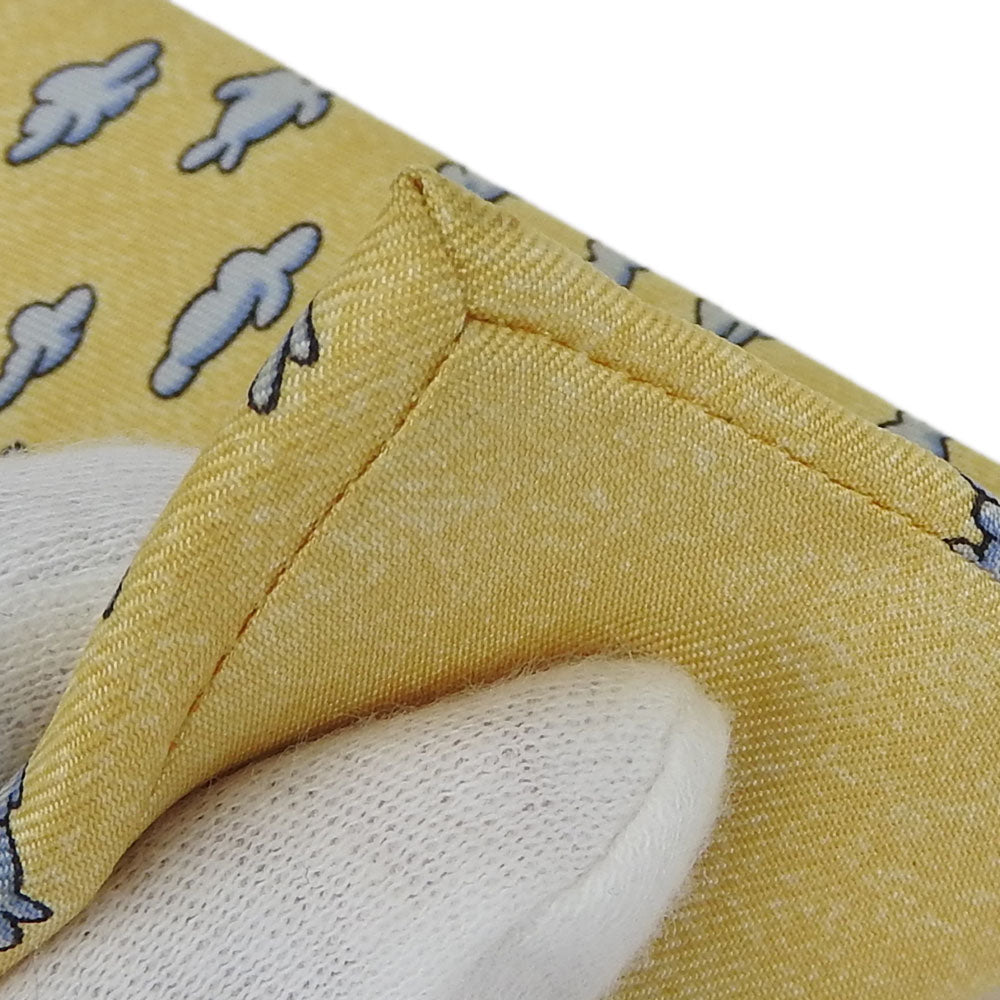 USED HERMES Silk Tie Yellow