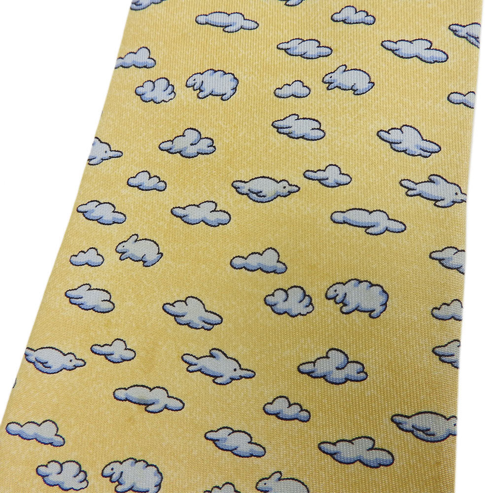 USED HERMES Silk Tie Yellow