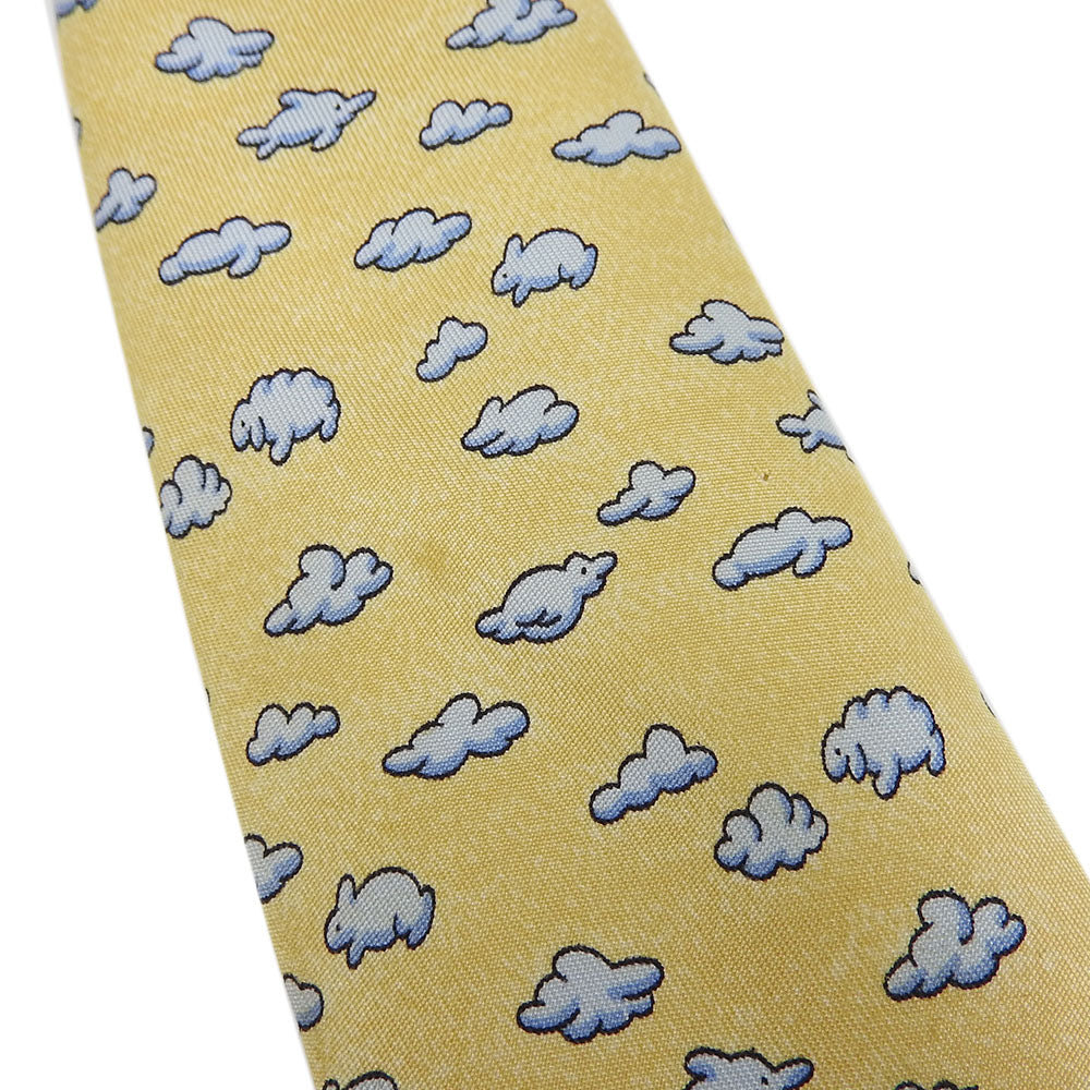 USED HERMES Silk Tie Yellow