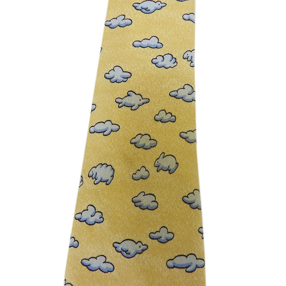 USED HERMES Silk Tie Yellow