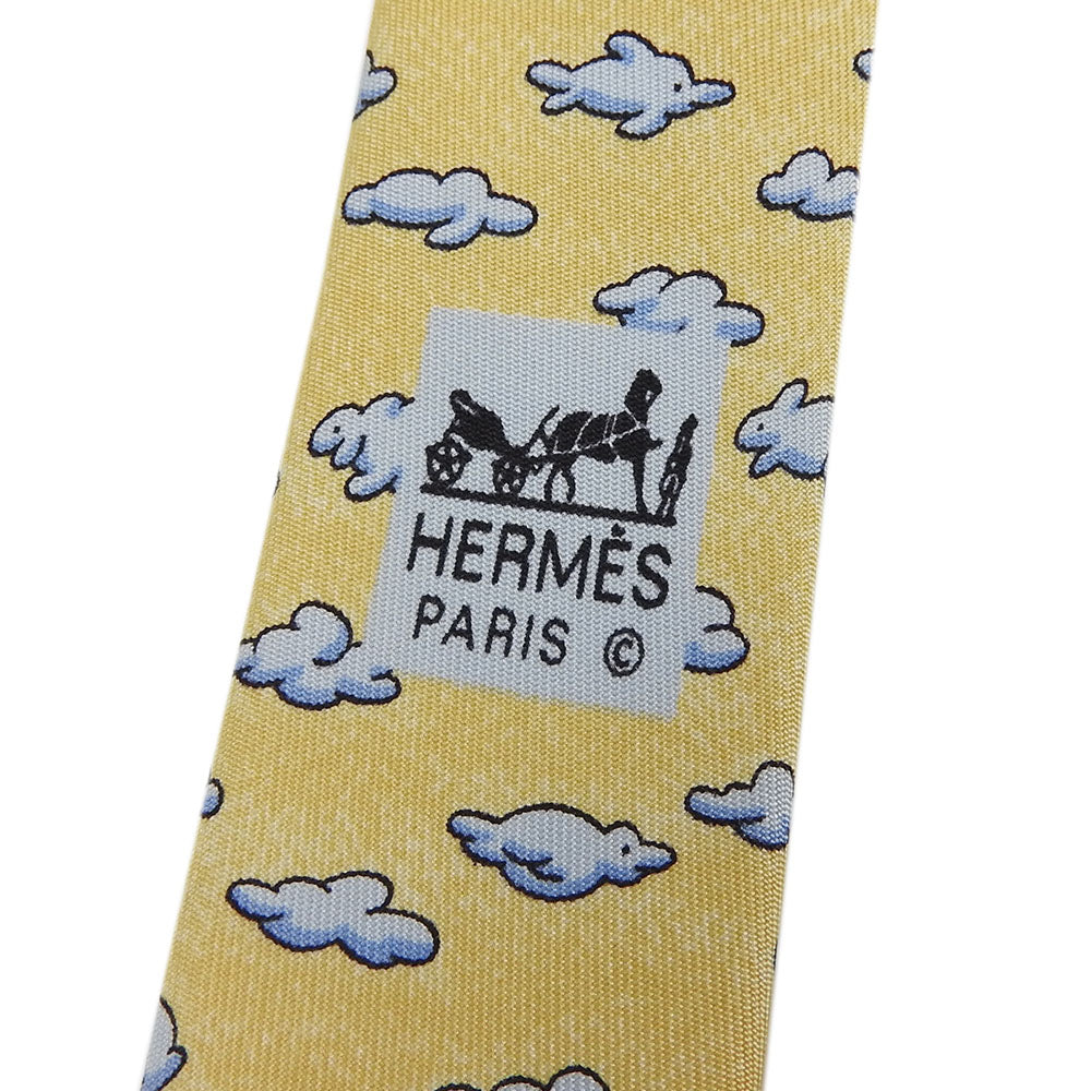 USED HERMES Silk Tie Yellow