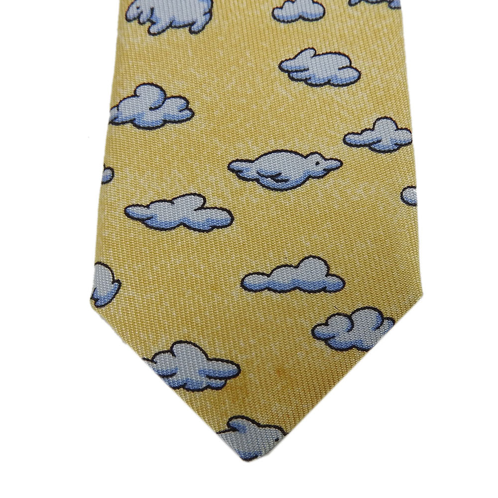 USED HERMES Silk Tie Yellow